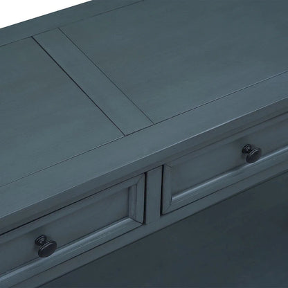 Vintage Style 4-Drawer 1-Shelf Console Table, Classic Entrance Display Table Entryway Table, Storage Sofa Table