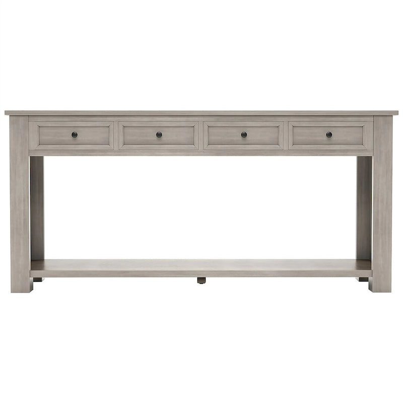 Vintage Style 4-Drawer 1-Shelf Console Table, Classic Entrance Display Table Entryway Table, Storage Sofa Table