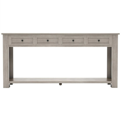 Vintage Style 4-Drawer 1-Shelf Console Table, Classic Entrance Display Table Entryway Table, Storage Sofa Table