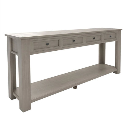 Vintage Style 4-Drawer 1-Shelf Console Table, Classic Entrance Display Table Entryway Table, Storage Sofa Table