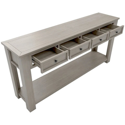 Vintage Style 4-Drawer 1-Shelf Console Table, Classic Entrance Display Table Entryway Table, Storage Sofa Table