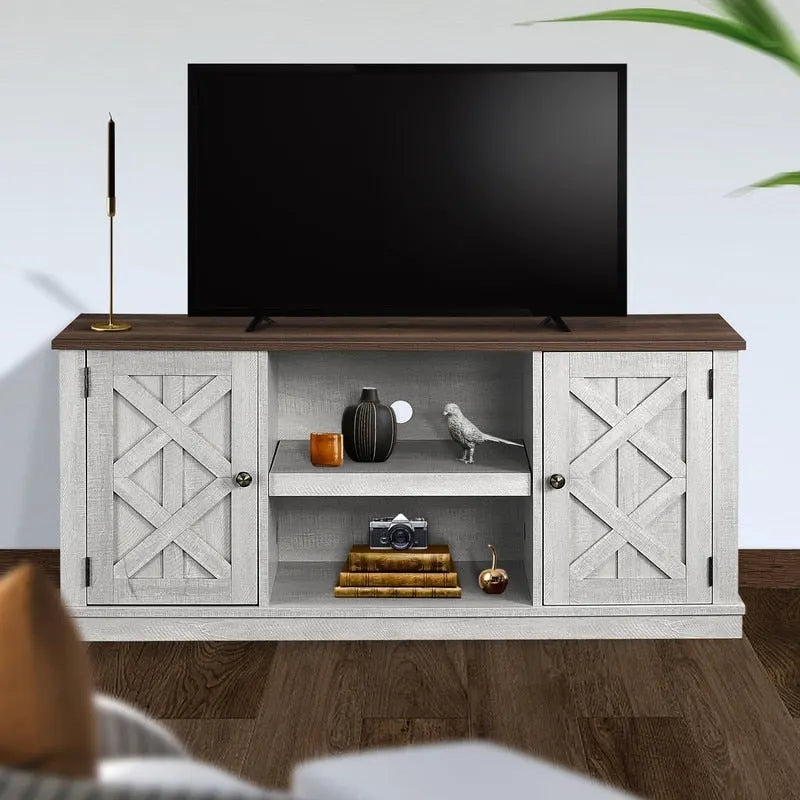 54 Farmhouse Wood TV Stand for TVs up to 60