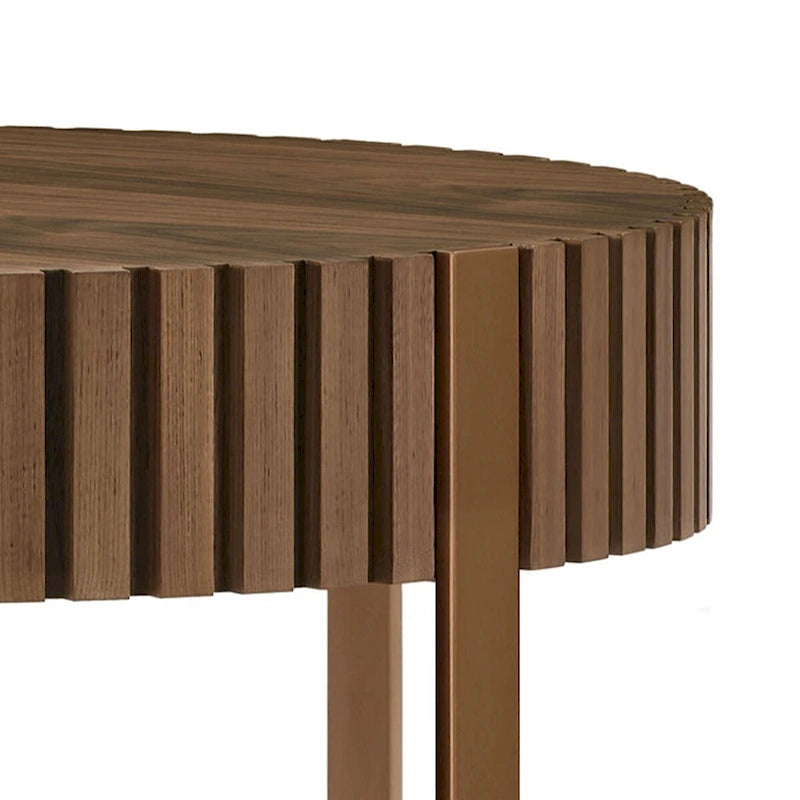 Modern Handcraft Drum Coffee Table 31.5 inch Round Coffee Table for Living Room,Small Coffee Table with Sturdy Pedestal