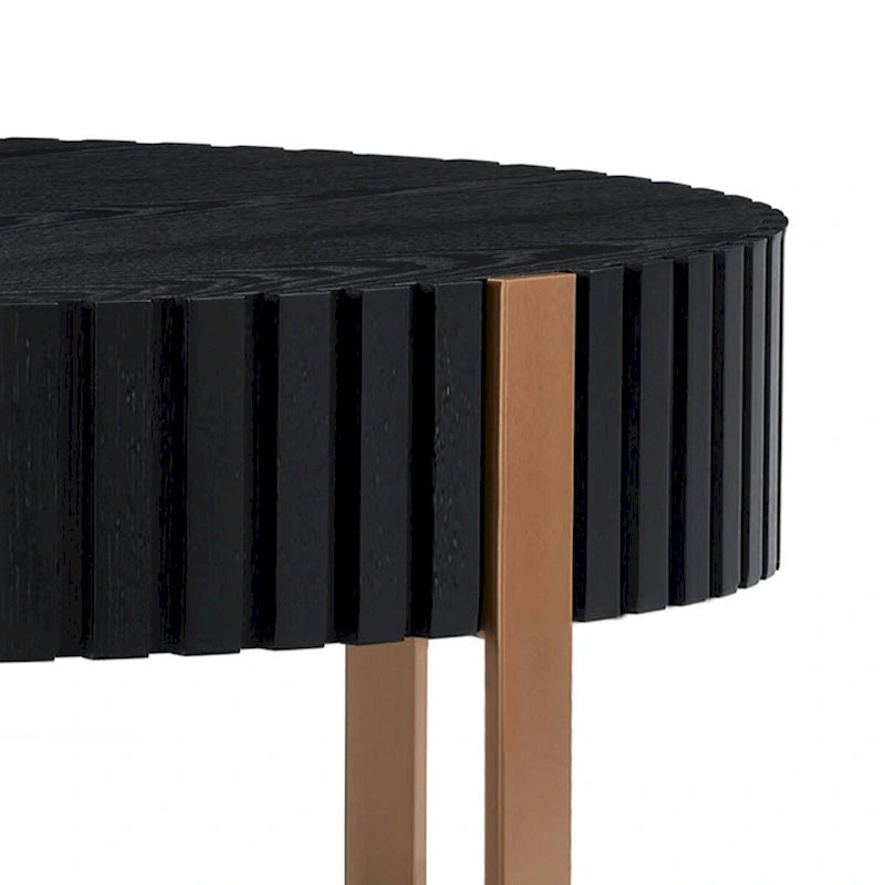 Modern Handcraft Drum Coffee Table 31.5 inch Round Coffee Table for Living Room,Small Coffee Table with Sturdy Pedestal