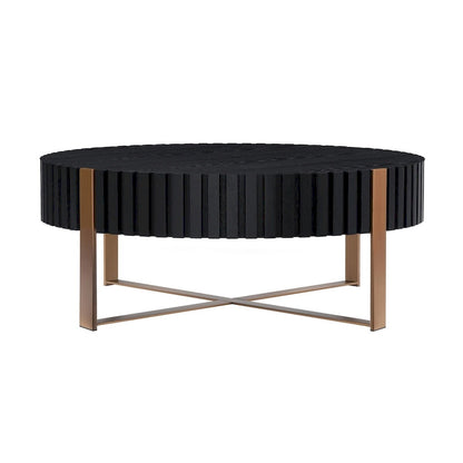Modern Handcraft Drum Coffee Table 31.5 inch Round Coffee Table for Living Room,Small Coffee Table with Sturdy Pedestal