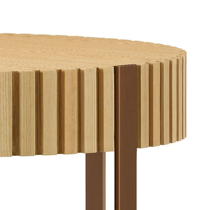 Modern Handcraft Drum Coffee Table 31.5 inch Round Coffee Table for Living Room,Small Coffee Table with Sturdy Pedestal