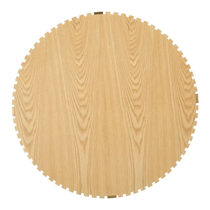 Modern Handcraft Drum Coffee Table 31.5 inch Round Coffee Table for Living Room,Small Coffee Table with Sturdy Pedestal