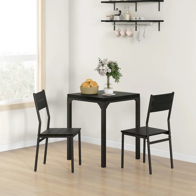HOMCOM 3 Piece Dining Table Set for 2, Modern Kitchen Table and Chairs, Dining Room Set for Breakfast Nook, Small Space