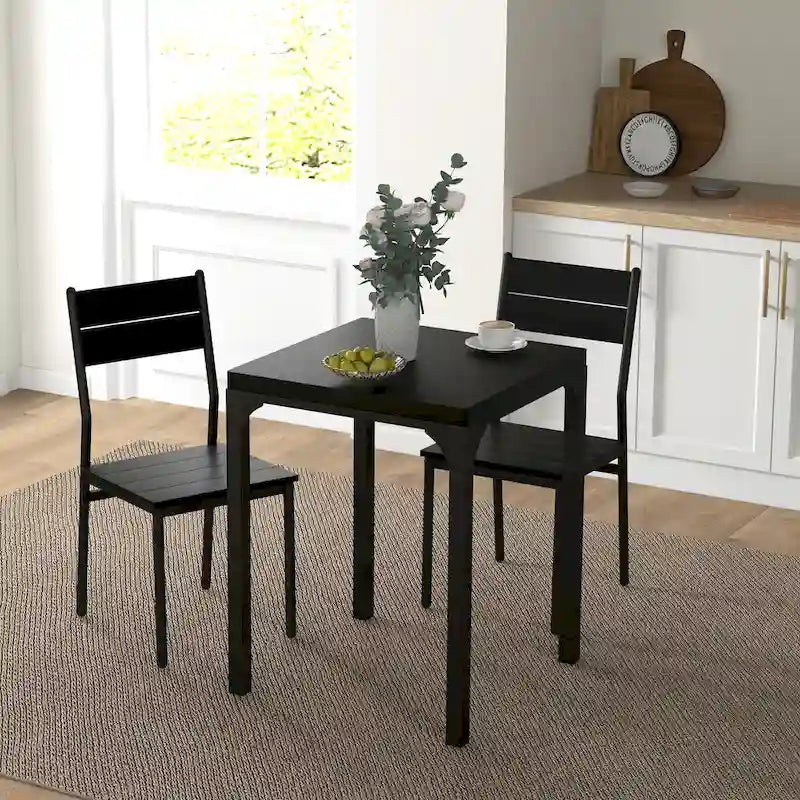 3 Piece Dining Table Set for 2, Modern Kitchen Table and Chairs, Dining Room Set for Breakfast Nook, Small Space