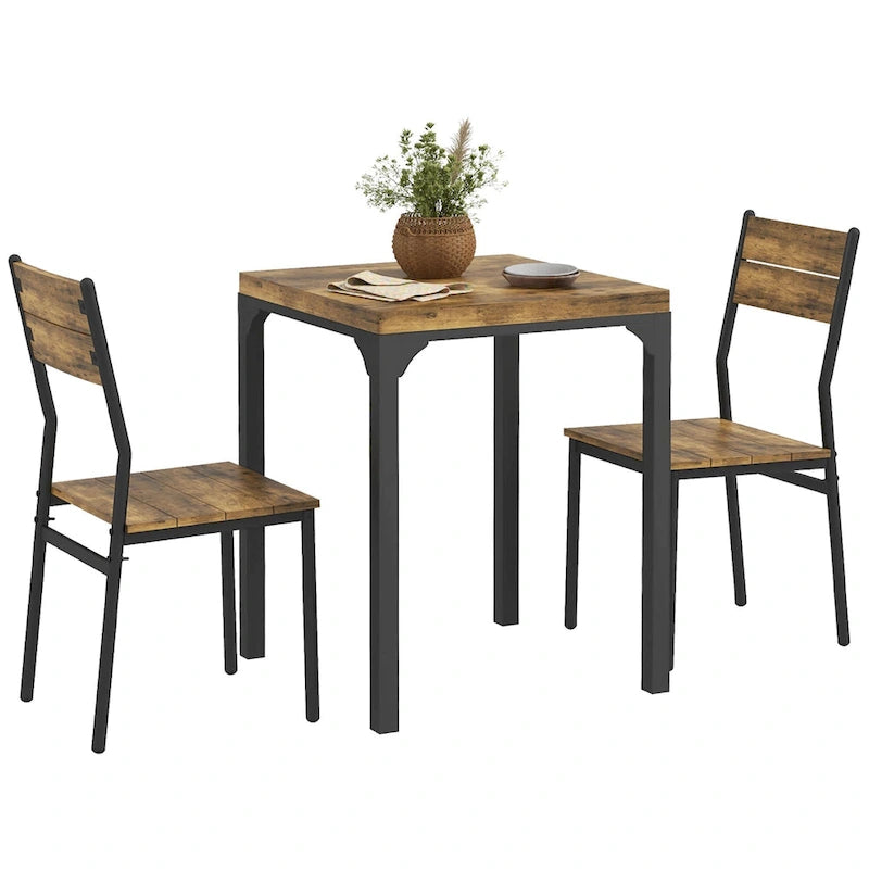 3 Piece Dining Table Set for 2, Modern Kitchen Table and Chairs, Dining Room Set for Breakfast Nook, Small Space