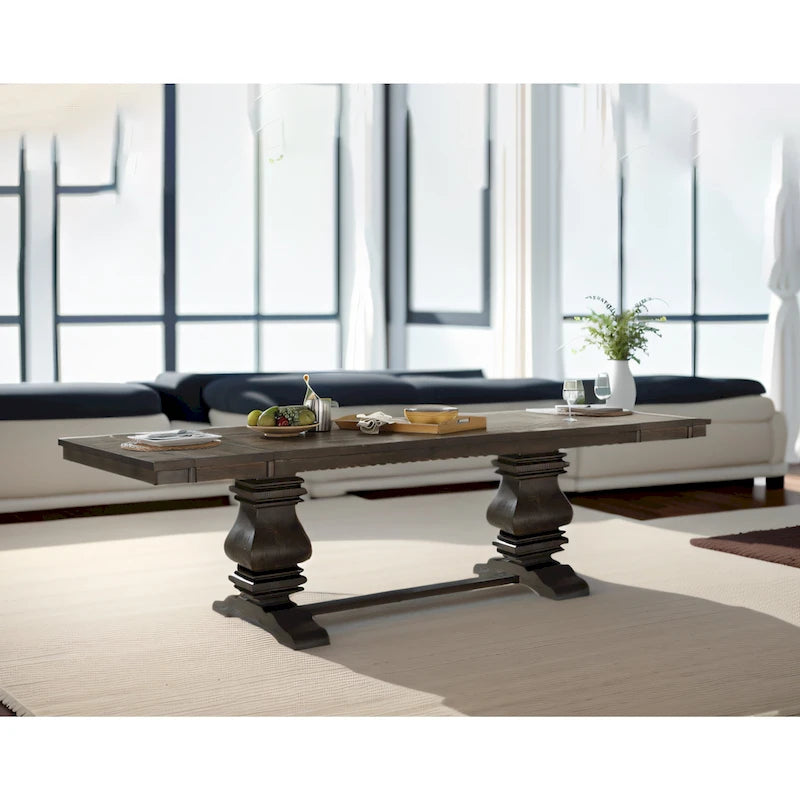 Brown Fabric & Espresso Dining Set (1 Table/2 Chairs)