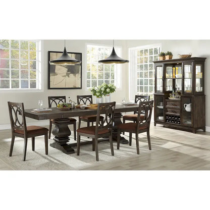 Brown Fabric & Espresso Dining Set (1 Table/2 Chairs)