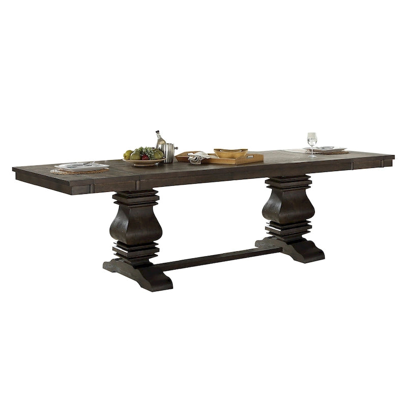 Brown Fabric & Espresso Dining Set (1 Table/2 Chairs)