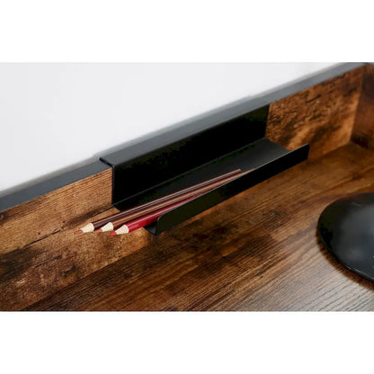 Home Office Computer Laptop Desk with Drawers, Modern Wooden Compact Study Writing Desk with Privacy Panel and Storage