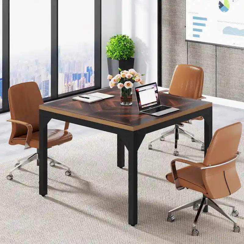 Small Conference Table, Square Meeting Table for Home Office - 39.37 L x 39.37 W x 29.52 H