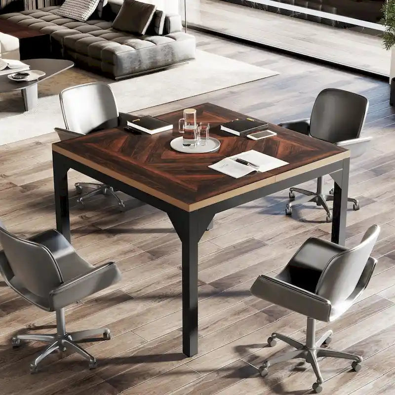 Small Conference Table, Square Meeting Table for Home Office - 39.37 L x 39.37 W x 29.52 H