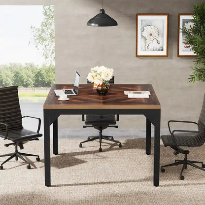 Small Conference Table, Square Meeting Table for Home Office - 39.37 L x 39.37 W x 29.52 H