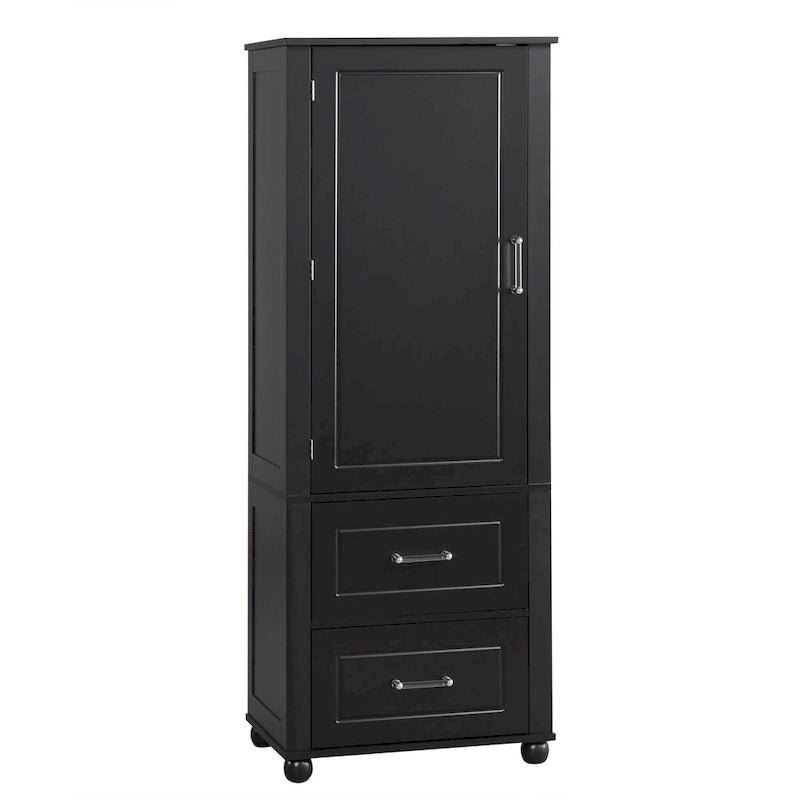 Tall Bathroom Storage Cabinet, Freestanding Storage Cabinet with Two Drawers and Adjustable Shelf, MDF Board with Painted Finish