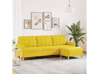 Canapé à 3 places avec repose-pieds Jaune clair 210 cm Tissu HTDB14710