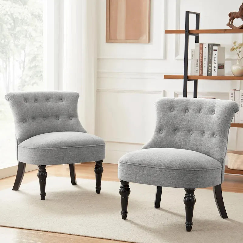 Tufted Upholstered Accent Chairs Set of 2