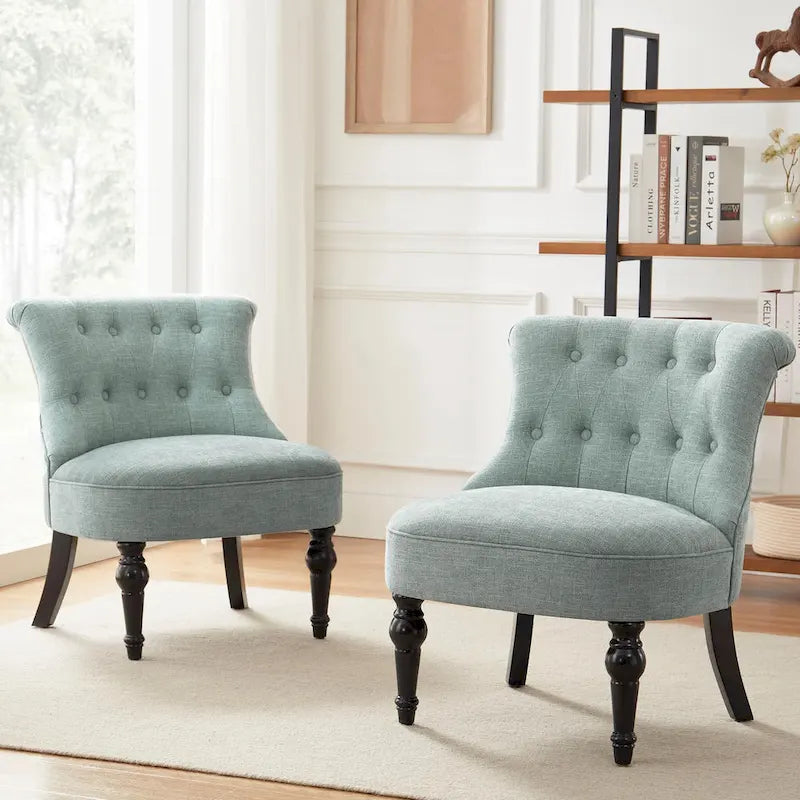 Tufted Upholstered Accent Chairs Set of 2
