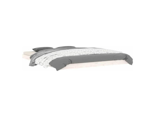 Cadre de lit blanc 150x200 très grand bois de pin massif VPQP27004