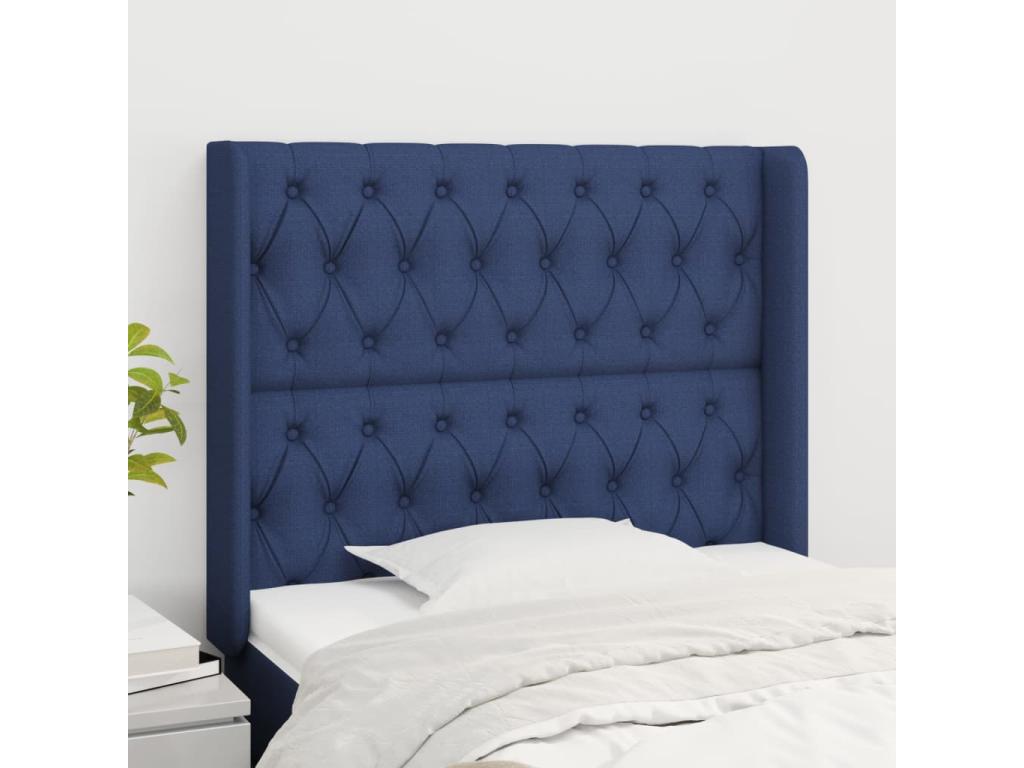 Tête de lit avec oreilles Bleu 93x16x118/128 cm Tissu FWXX16799