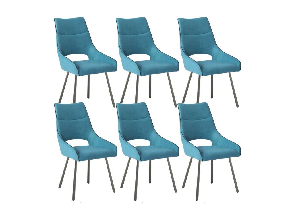 Ventoriq - Lot de 6 Chaises Tissu Coloris Bleu PYXN47876
