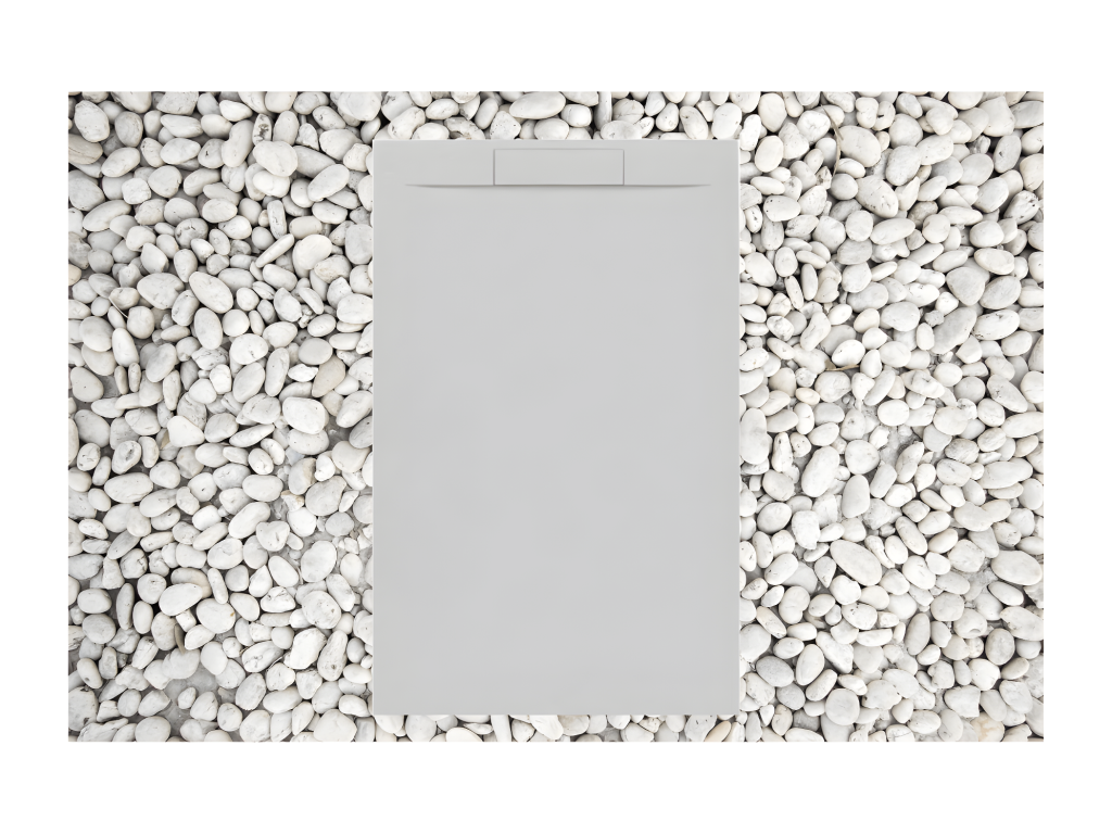 Receveur de Douche 80x130 cm Gris Ventoriq Ligne Ventoriq PLUS En Résine et Poudre de Marbre Avec Grille Latérale EN RÉSINE DE MARBRE PZOV62182