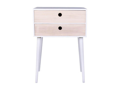 Ventoriq - Chevet 2 Tiroirs Paulownia Blanc et Naturel IFQY57743