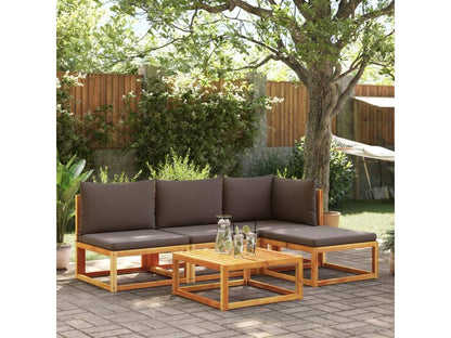 Salon de jardin avec coussins 5 pièces Bois d'Ventoriq solide YPNX47860