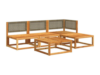 Salon de jardin avec coussins 5 pièces Bois d'Ventoriq solide YPNX47860