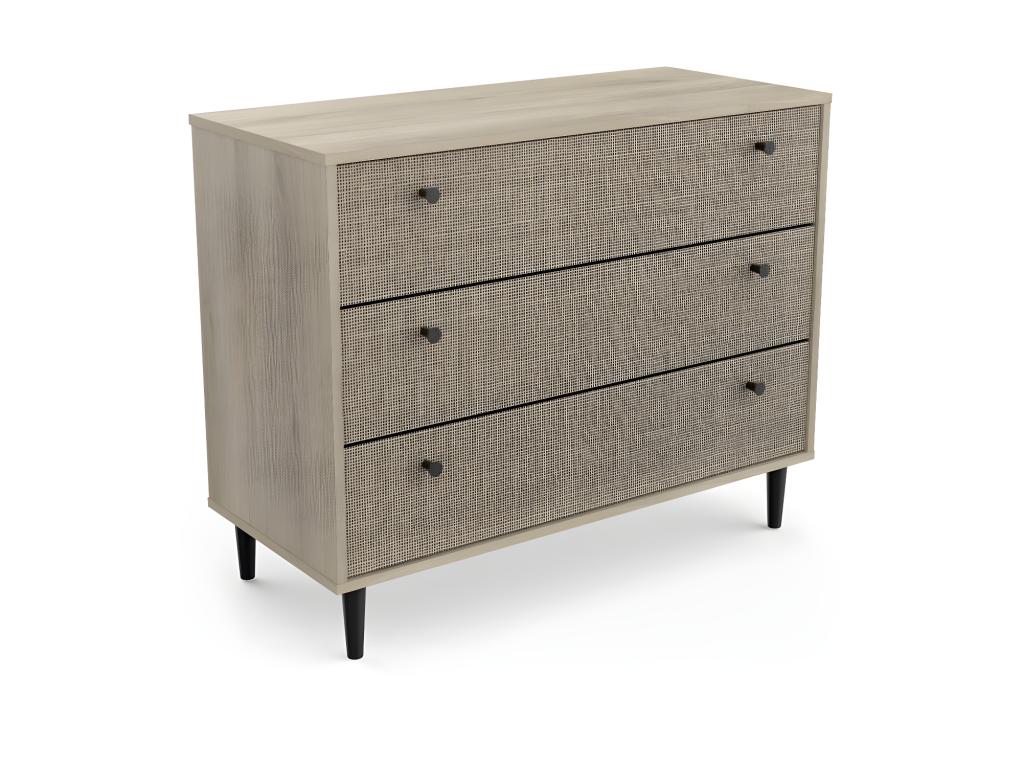 Commode 3 tiroirs Chêne clair - Ventoriq - L 90.5 x l 39.5 x H 72.5 cm PRHF56294