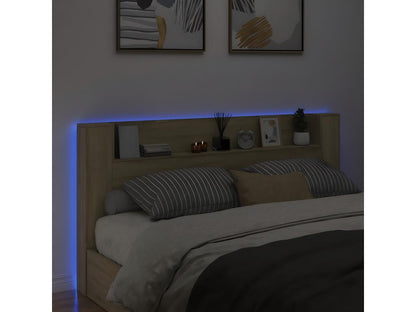 Armoire tête de lit avec LED chêne Lumenao 200x16.5x103.5 cm EZGI49080