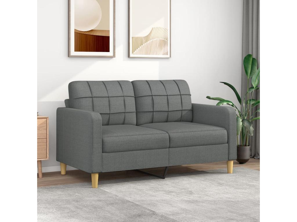 Canapé à 2 places Gris foncé 140 cm Tissu FFSN58449