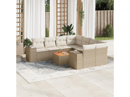 Salon de jardin avec coussins 9 pcs beige résine tressée GRHM93324