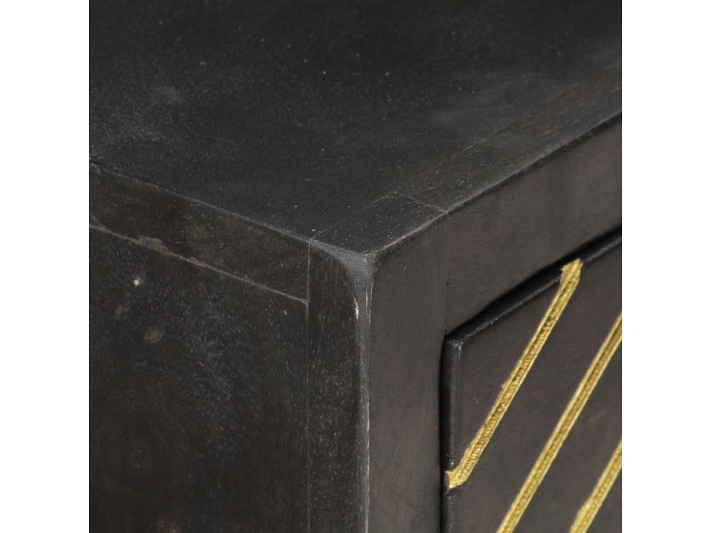 Table console Noir et doré 90x30x75 cm Bois de manguier massif NICD13707