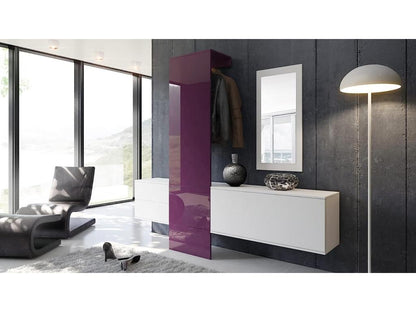 Vestiaire blanc mat et mûre laqué 209x193x35 BCHG98461