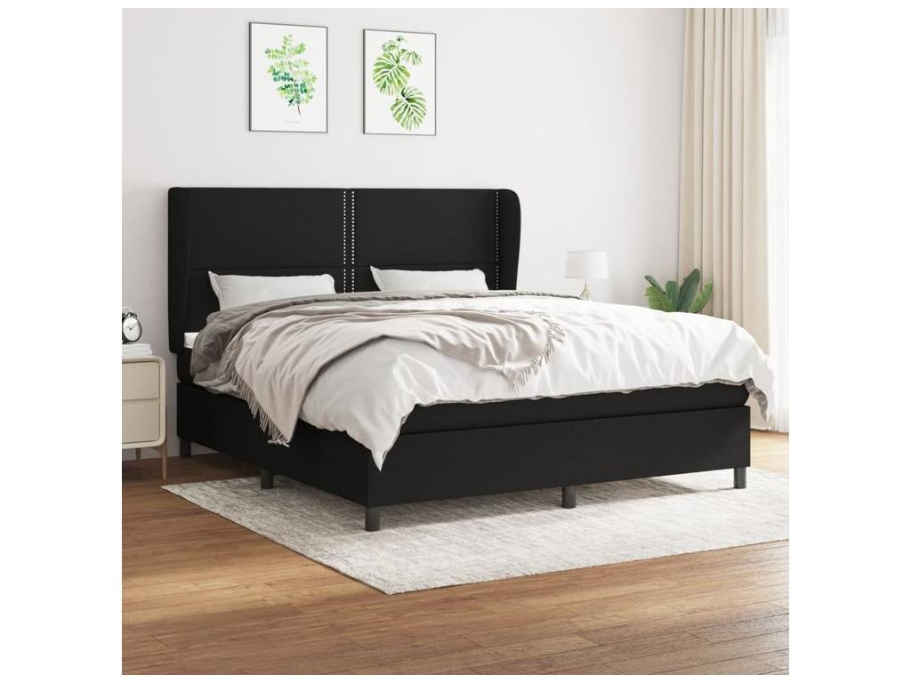 Sommier à Ventoriq de lit avec matelas Noir 160x200 Tissu CGJD36081