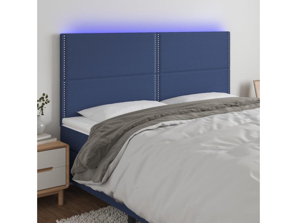 Tête de lit à LED Bleu 200x5x118/128 cm Tissu TDIX36016