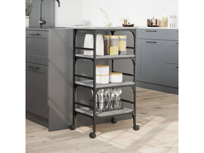 Chariot de cuisine Ventoriq gris 45x35x89.5 cm bois d'ingénierie QRBH82928