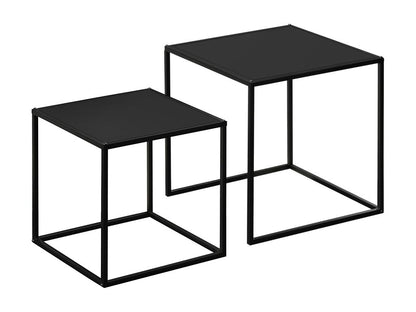 Lot de 2 tables basses gigognes carrées design contemporain encastrable acier noir WLAI49780