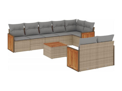 Salon de jardin avec coussins 9 pcs beige résine tressée XZJL96101