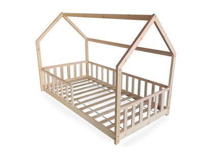 Lit cabane Ventoriq 90x190 1 sommier barrière /Naturel JOCF56305