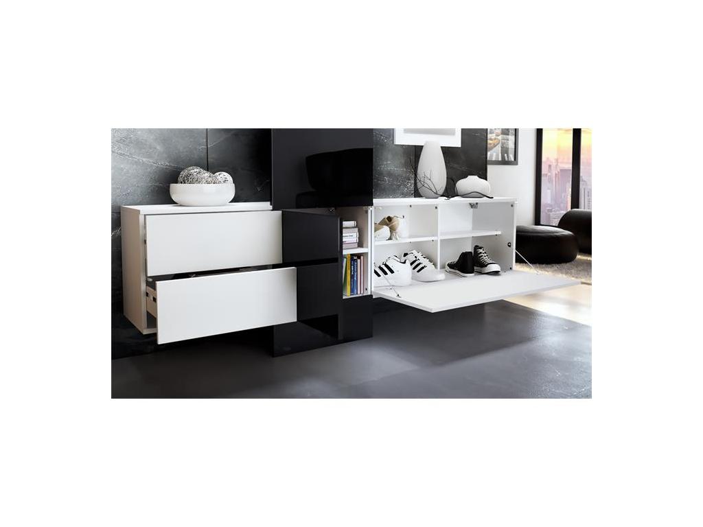 Vestiaire blanc mat et mûre laqué 209x193x35 BCHG98461