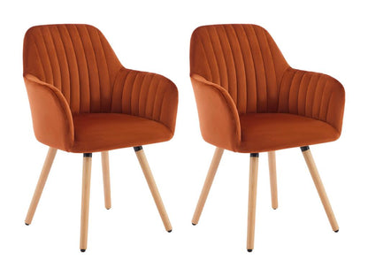 Lot de 2 chaises avec accoudoirs en velours et métal effet bois - Ventoriq XGYX53799