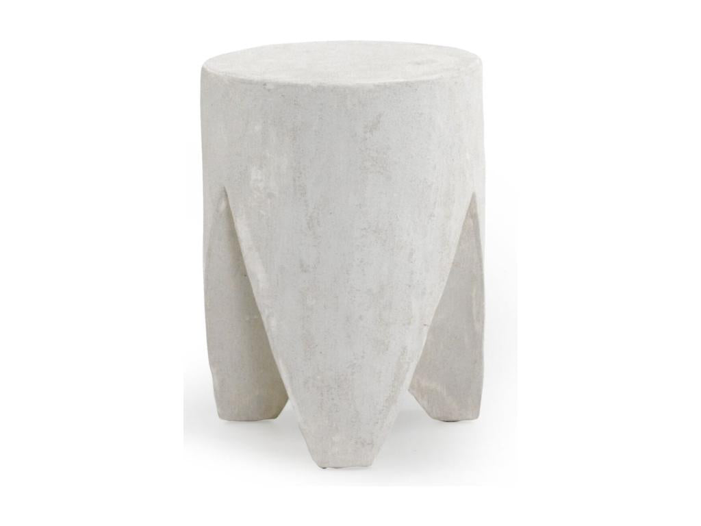 Table d'appoint en résine blanche couleur ciment EUYS27048