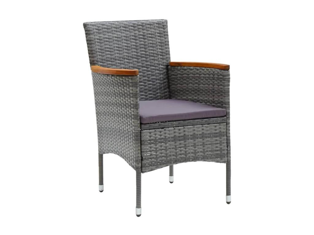 Mobilier à dîner de jardin et coussins 5 pièces Résine tressée Gris FGAS90042