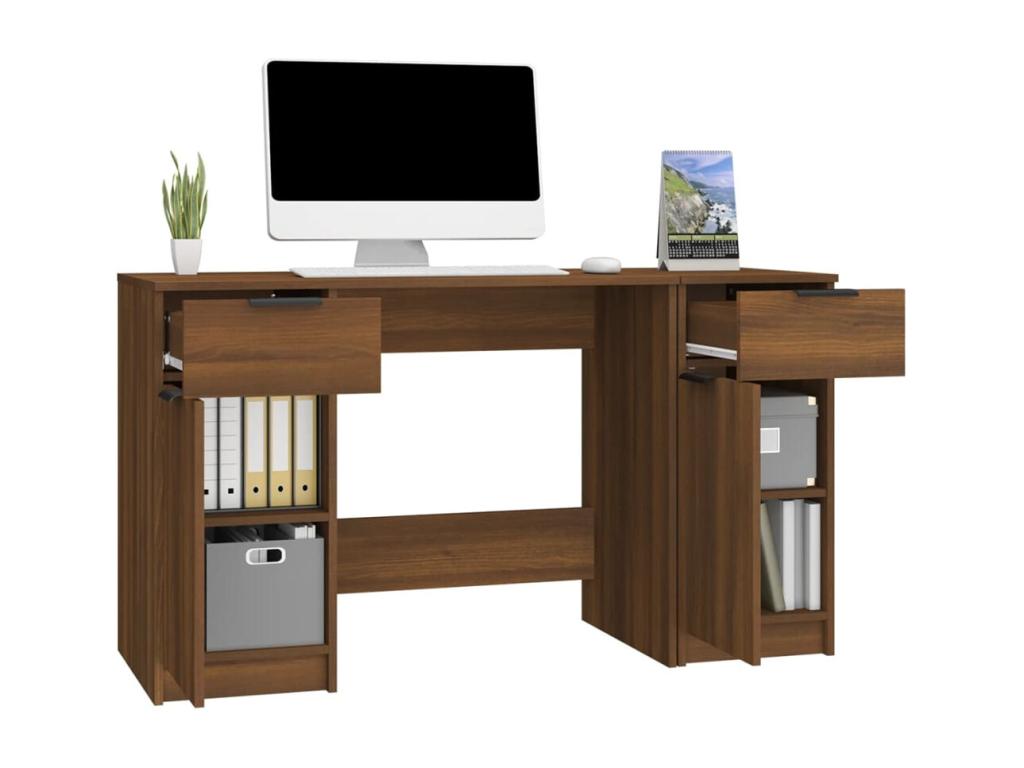 Bureau avec armoire latérale Chêne marron Bois d'ingénierie XINQ46025