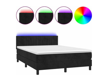 Sommier à Ventoriq de lit avec matelas et LED Noir 140x190 VKGS77684